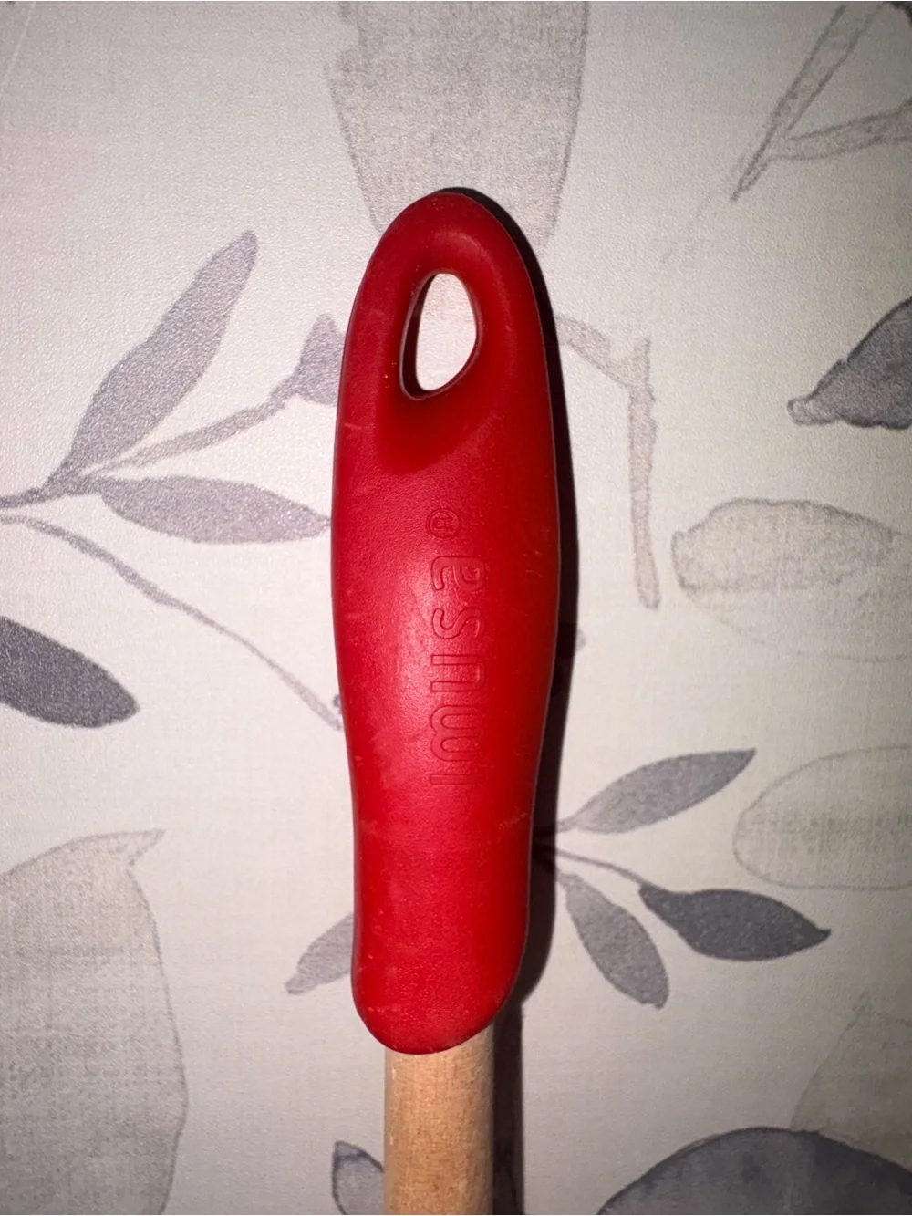 Wooden Cooking Spoon with Red Grip - Classic Kitchen Utensil